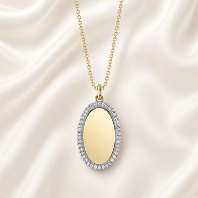 14K Y/G Diamond Signet Necklace, D: 0.11ct