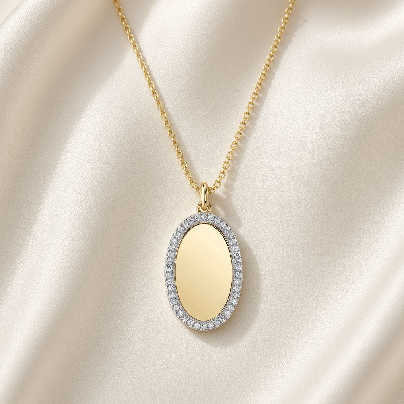 14K Y/G Diamond Signet Necklace, D: 0.11ct