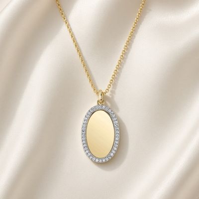 14K Y/G Diamond Signet Necklace, D: 0.11ct
