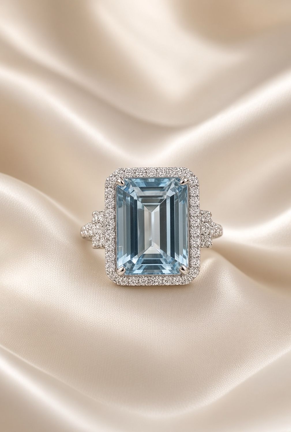 18K W/G Aqua and Diamond Ring, AQ: 10.90ct, D: 0.63ct