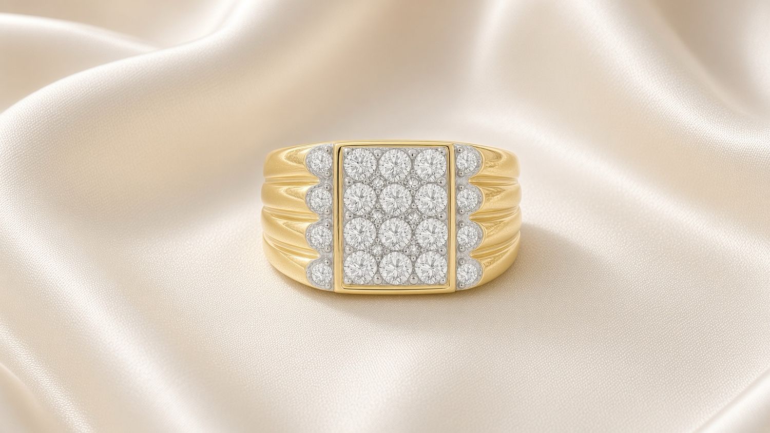 14K Y/G Gents Diamond Ring, D: 1ct