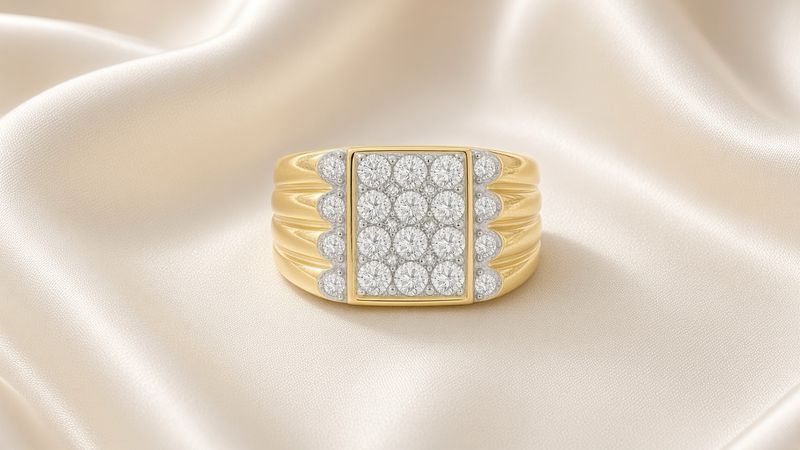 14K Y/G Gents Diamond Ring, D: 1ct