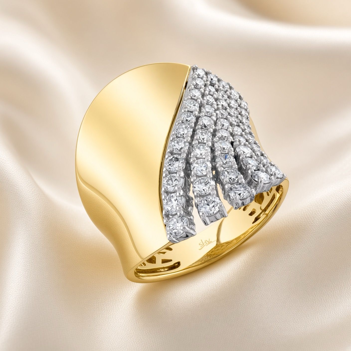 14K Y/G Diamond Fashion Ring, D: 1.18ct