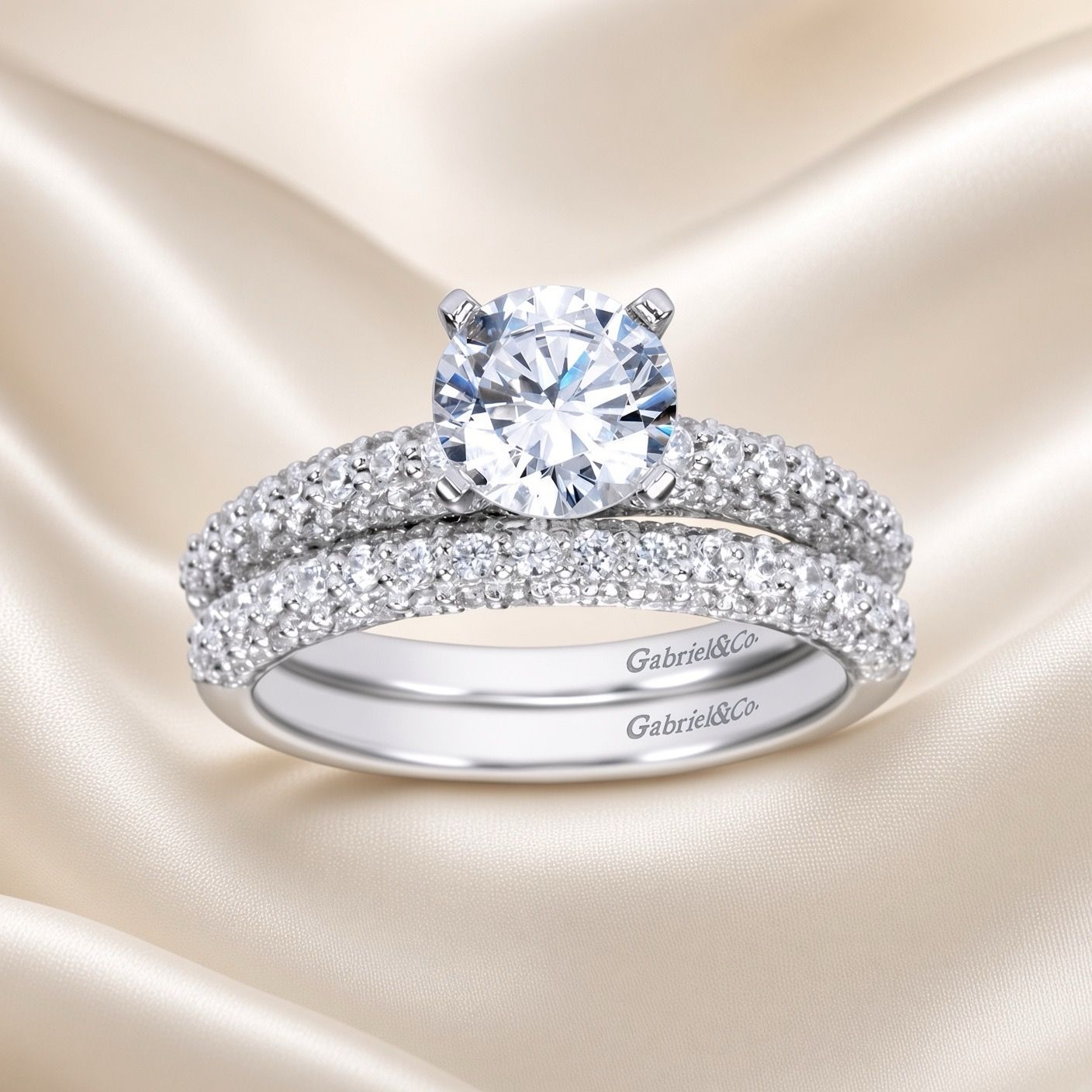 14K W/G Pave Diamond Engagement Ring