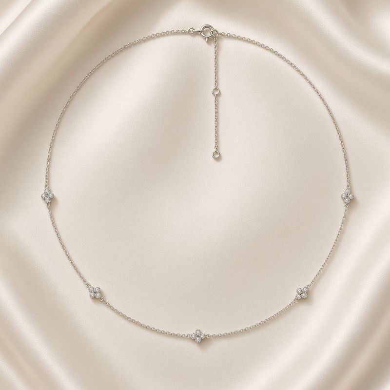 14K W/G Diamond Cross Station Necklace, D: 0.17ct