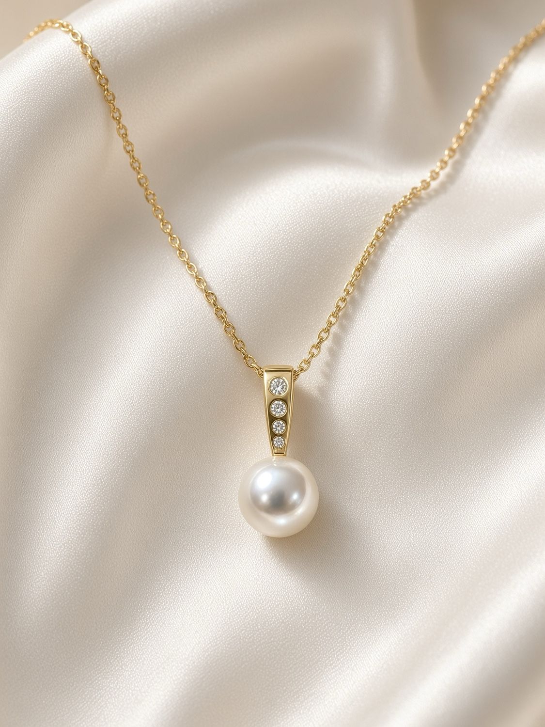 Diamond Bail Pearl Necklace