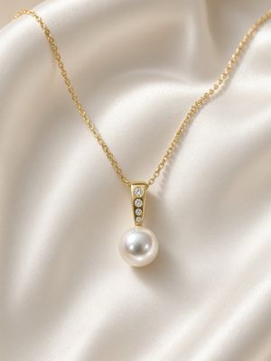 Diamond Bail Pearl Necklace