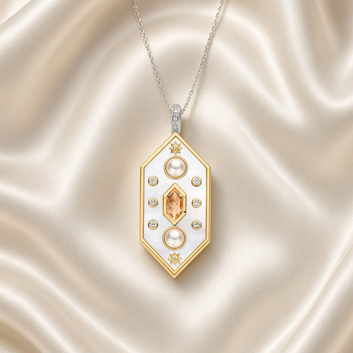 6825MW- Mother Of Pearl Jeweled Pendant