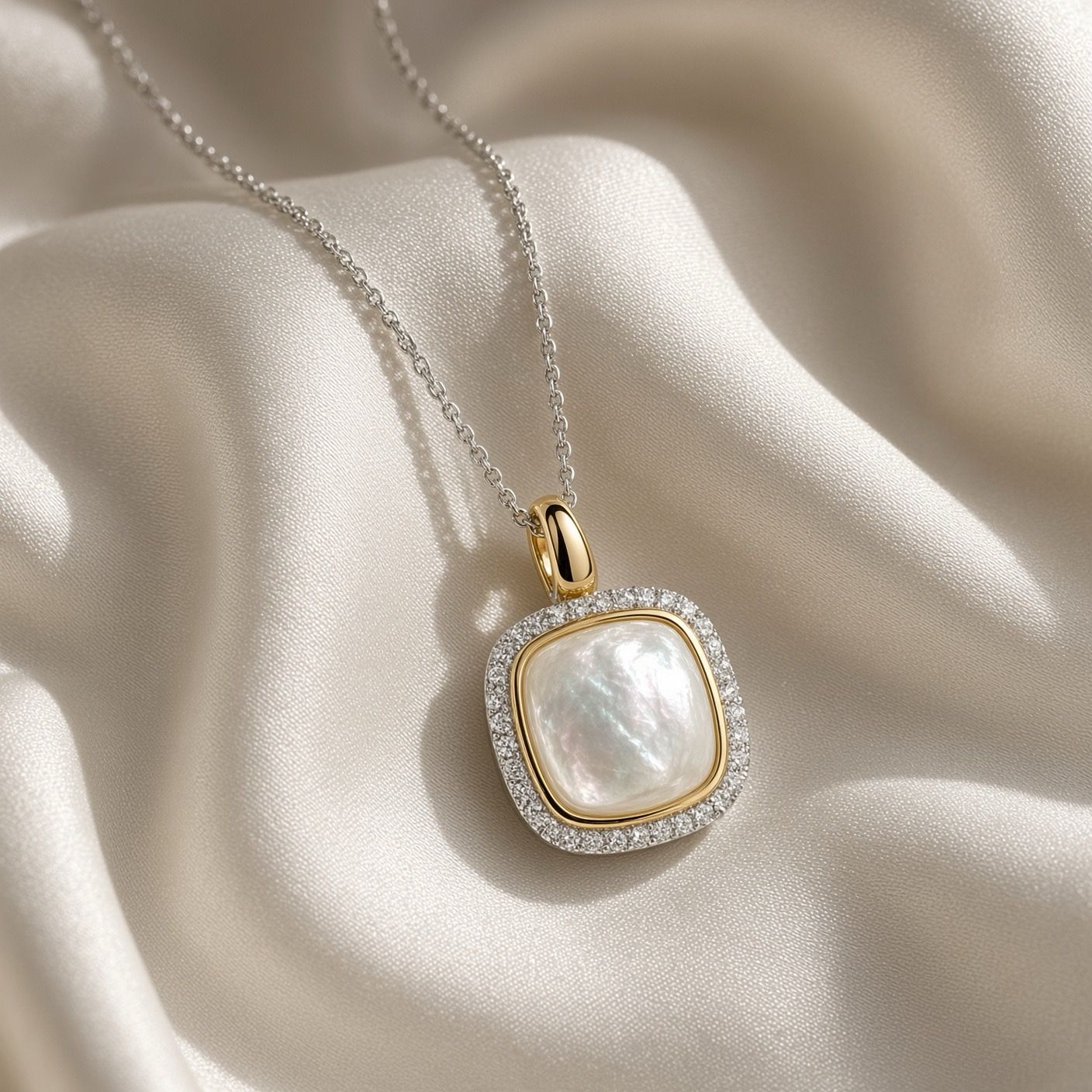 Mother of Pearl Pendant with Zirconia Accents