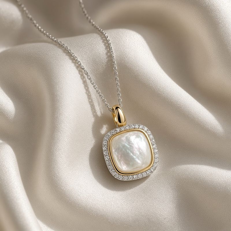 Mother of Pearl Pendant with Zirconia Accents