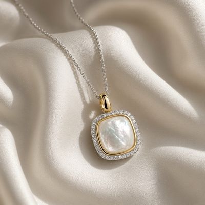 Mother of Pearl Pendant with Zirconia Accents