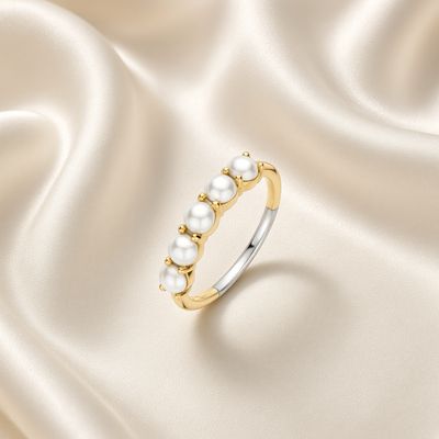 12322YP/54 - Yellow Plated Stackable Pearl Ring
