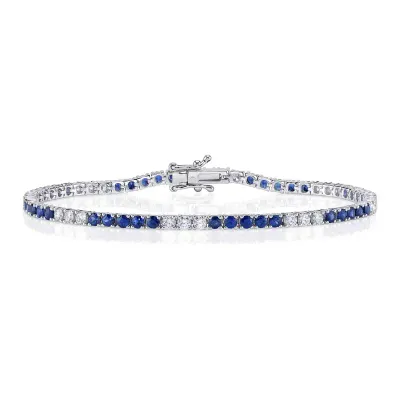 14K W/G Sapphire and Diamond Tennis Bracelet 14K W/G Sapphire and Diamond Tennis Bracelet