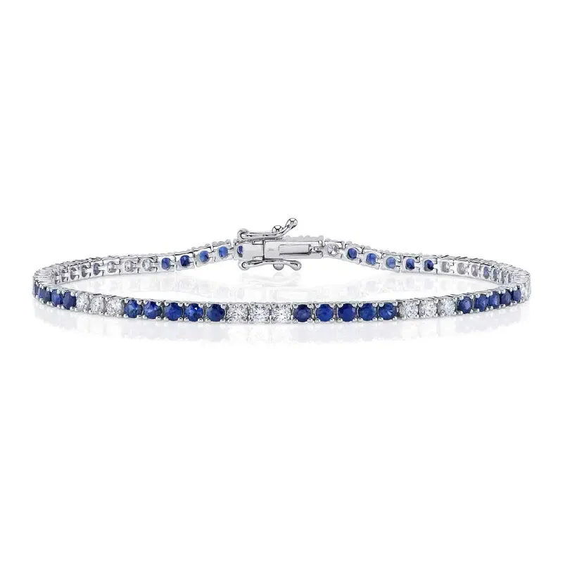 14K W/G Sapphire and Diamond Tennis Bracelet