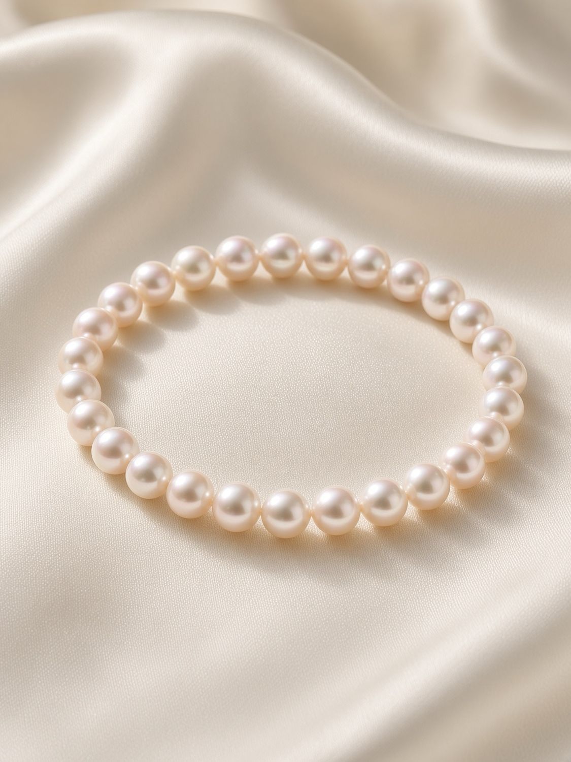 14K W/G Akoya Pearl Strand Bracelet, 8", P: 7- 7.5