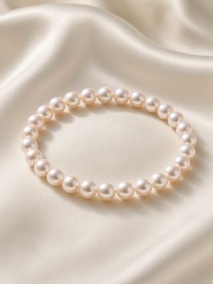 14K W/G Akoya Pearl Strand Bracelet, 8", P: 7- 7.5