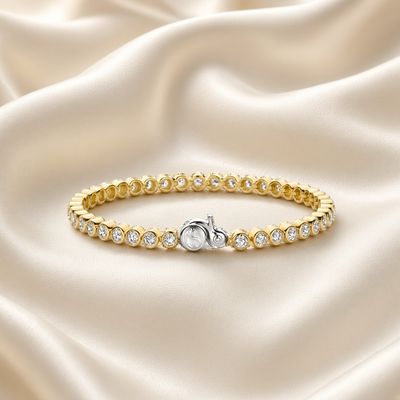 2842ZY- Yellow Plated Bezel Set Zirconia Tennis Bracelet
