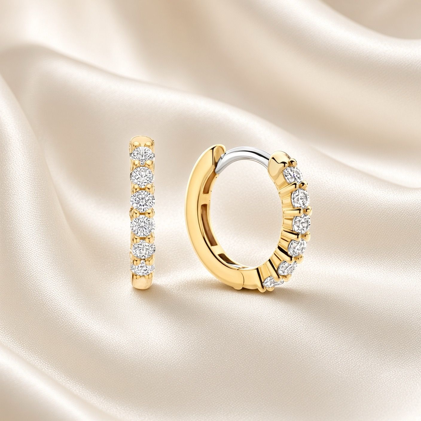 7957ZY- Shared Prong Hoop Earrings