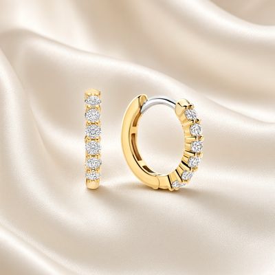7957ZY- Shared Prong Hoop Earrings