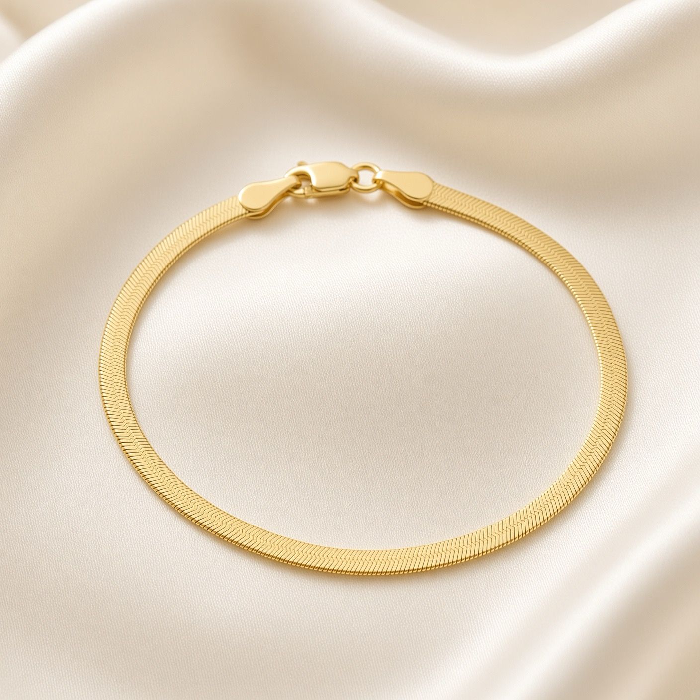 14K  Y/G 3mm Herringbone Bracelet