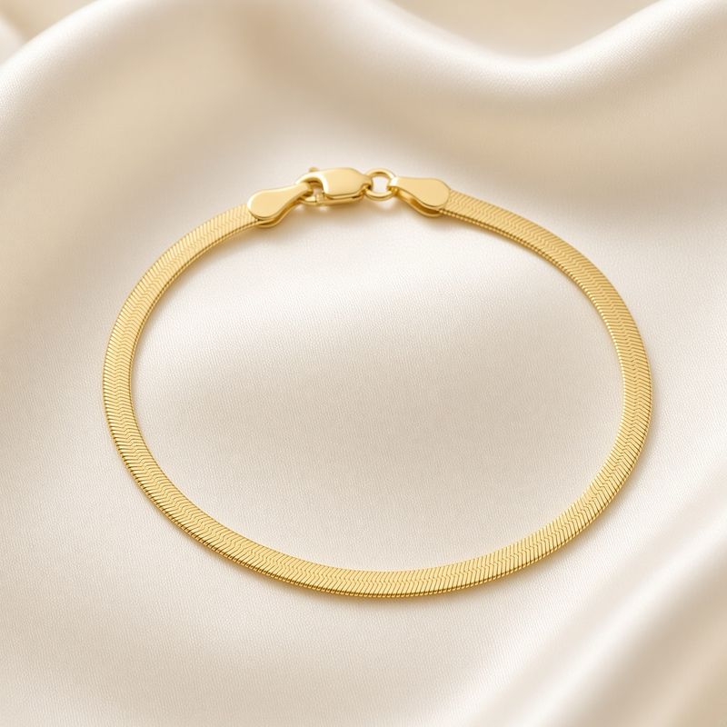 14K  Y/G 3mm Herringbone Bracelet