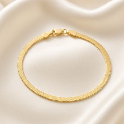 14K  Y/G 3mm Herringbone Bracelet