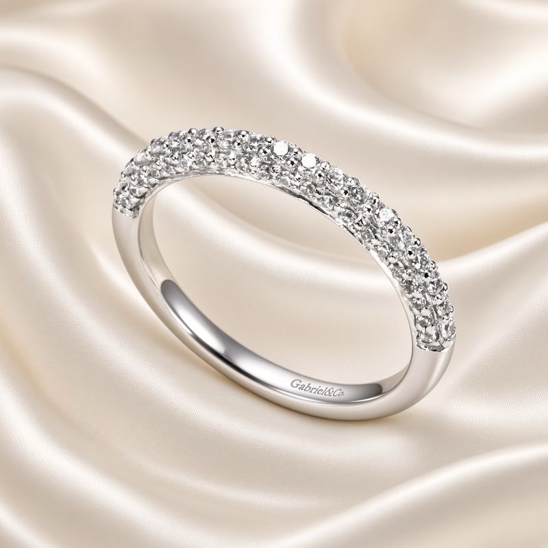14K W/G Pave Diamond Wedding Band, D: 0.37ct
