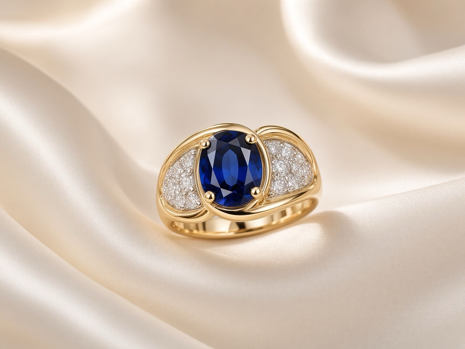 14K Y/G Sapphire and Diamond Ring