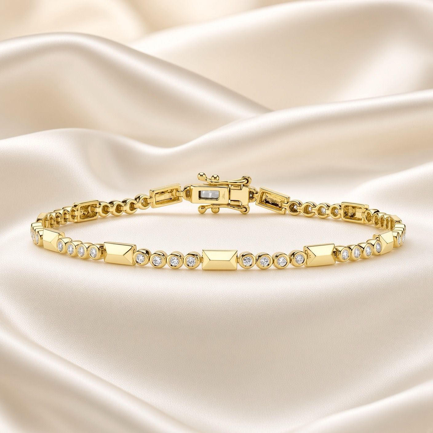 14K Y/G Diamond Bezel Geo Cut Bracelet