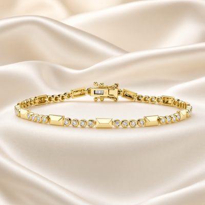 14K Y/G Diamond Bezel Geo Cut Bracelet