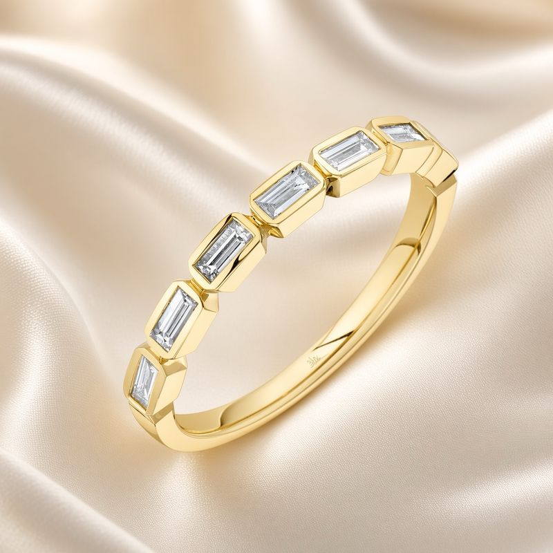 14K Y/G Baguette Diamond Stackable Band, D :0.35ct