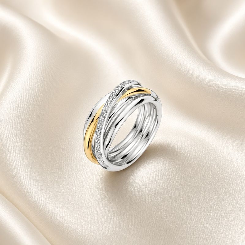 2 tone Overlap Ring with Zirconia