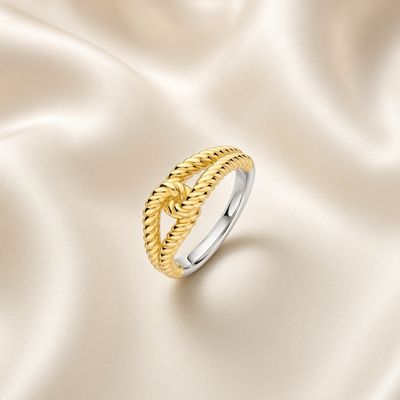 Yellow Plated Intwined Knot Ring