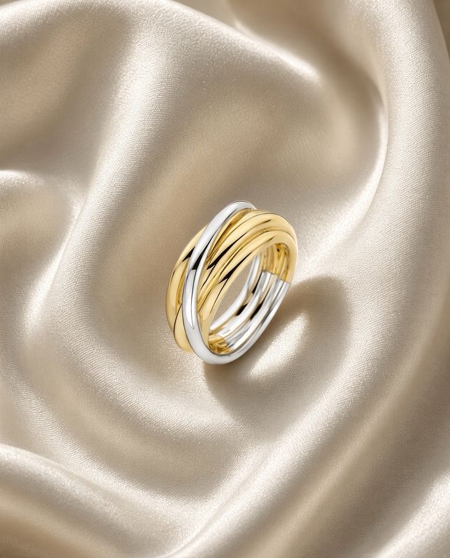 2 tone Crossover Ring