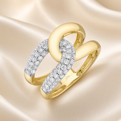 14K Y/G Interlocking Diamond Ring