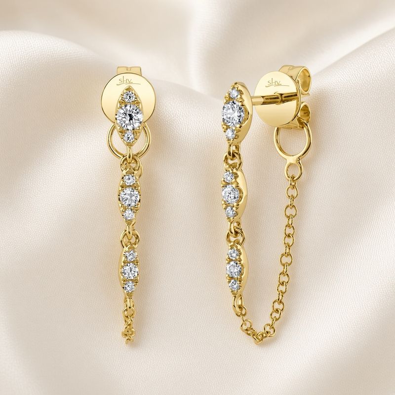 14K Y/G Diamond Chain Earrings, D: 0.20ct