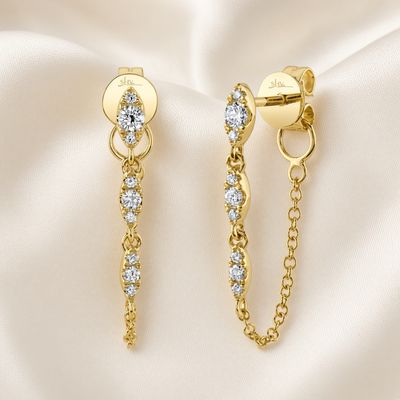 14K Y/G Diamond Chain Earrings, D: 0.20ct