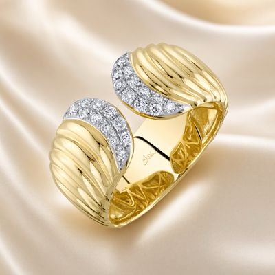 14K Y/G Diamond Cuff Style Ring, D: 0.26ct