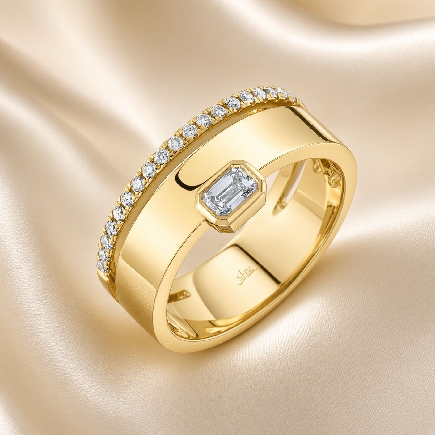 14K Y/G High Polish Gold Diamond Ring, D: 0.39ct