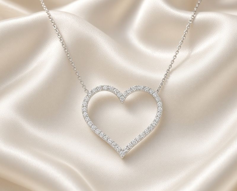 14K W/G Diamond Heart Cutout Necklace, D: 0.75ct