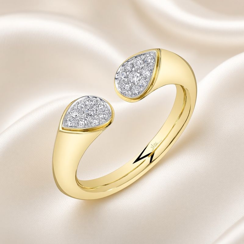 14K Y/G Chunky Cuff Diamond Ring, D: 0.19ct