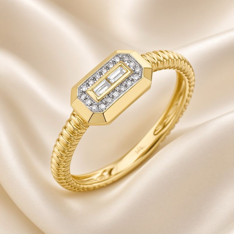14K Y/G Diamond Baguette Ring