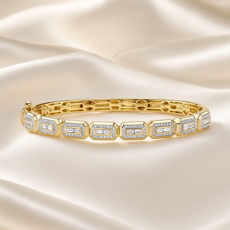 14K Y/G Diamond Baguette Bangle 0.74ct