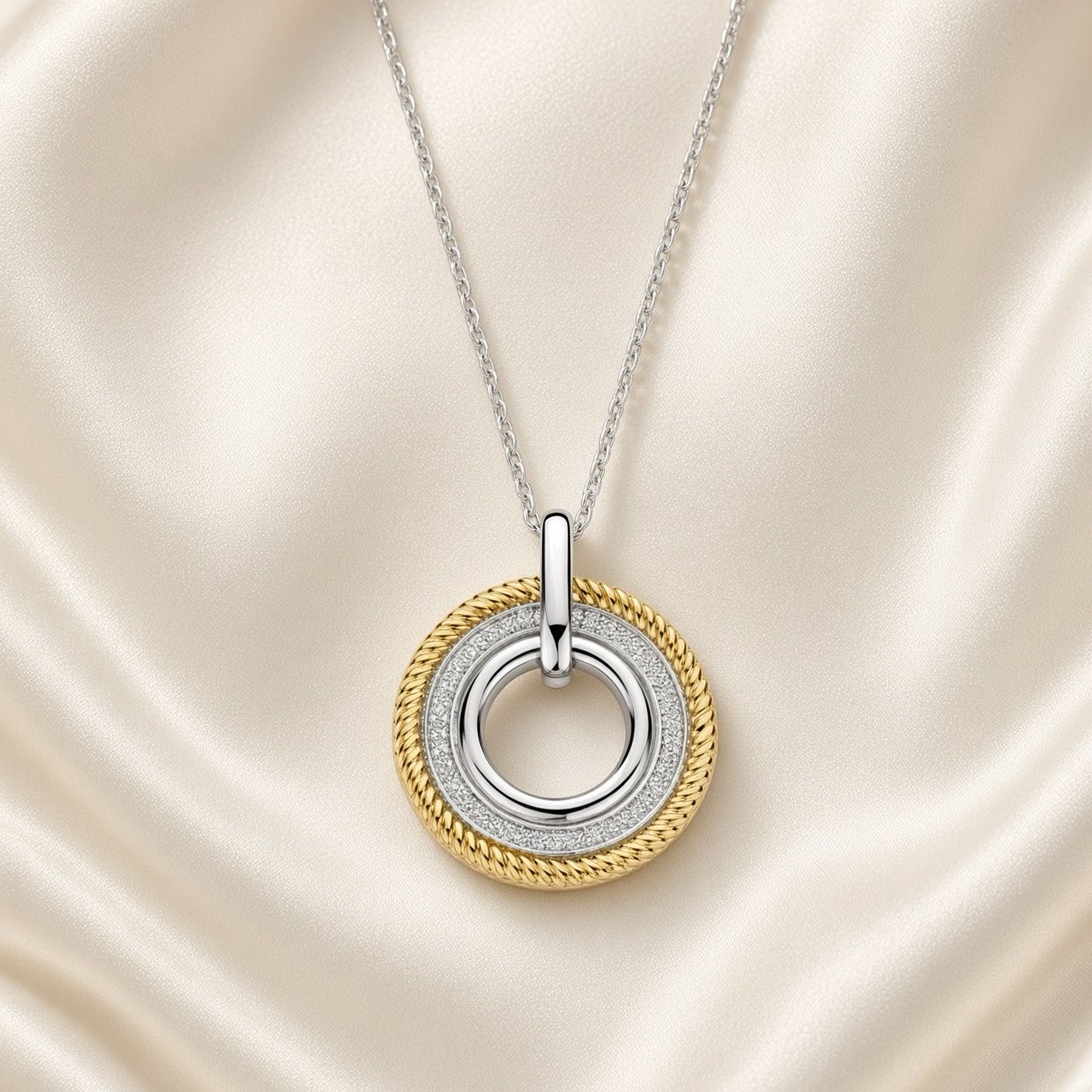2 Tone Iconic Textured Pendant