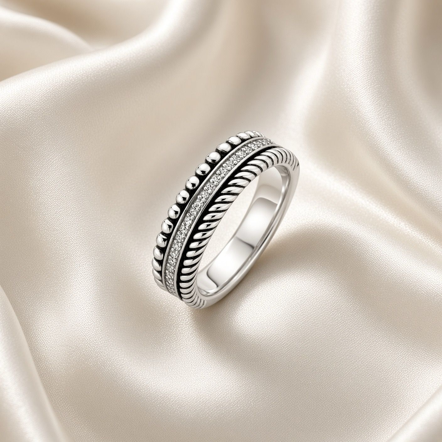 Triple Row Slim Signature Ring
