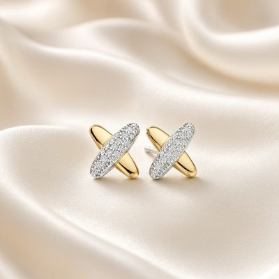2-tone Pavé X Earrings
