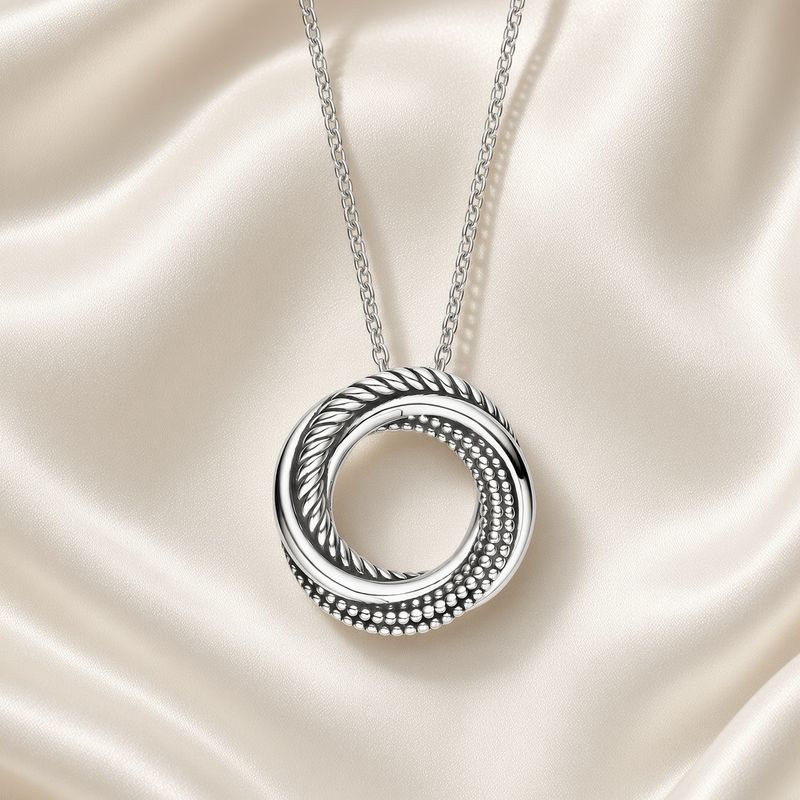 Entwined Textured Circle Necklace