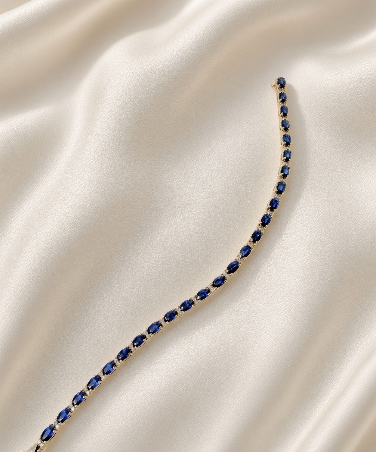 14K Y/G Sapphire &amp; Diamond Bracelet,  S: 8.55ct, D: 0.51ct