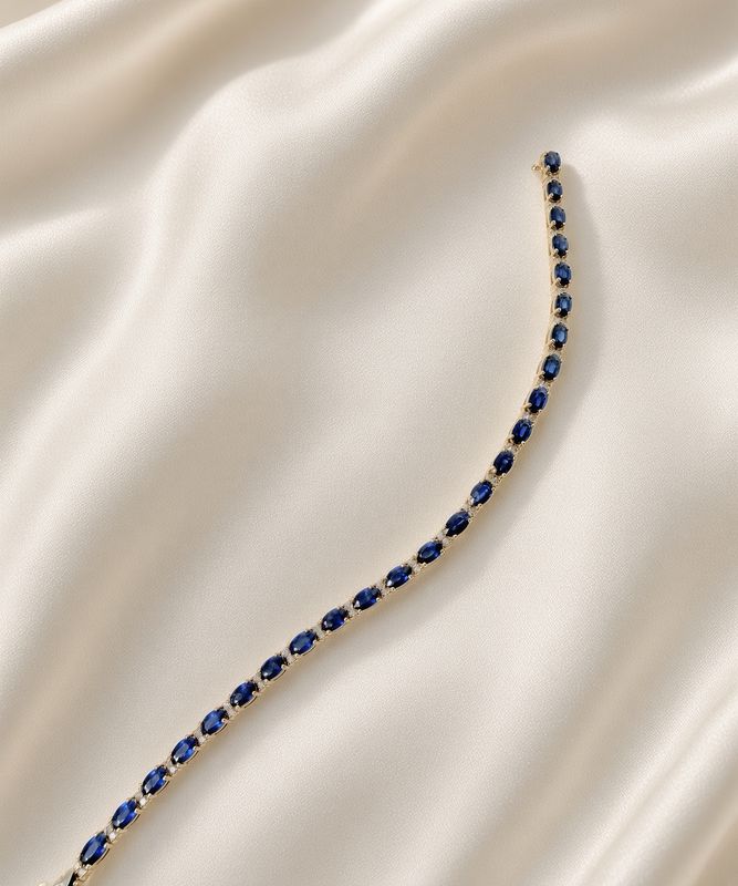14K Y/G Sapphire &amp; Diamond Bracelet,  S: 8.55ct, D: 0.51ct
