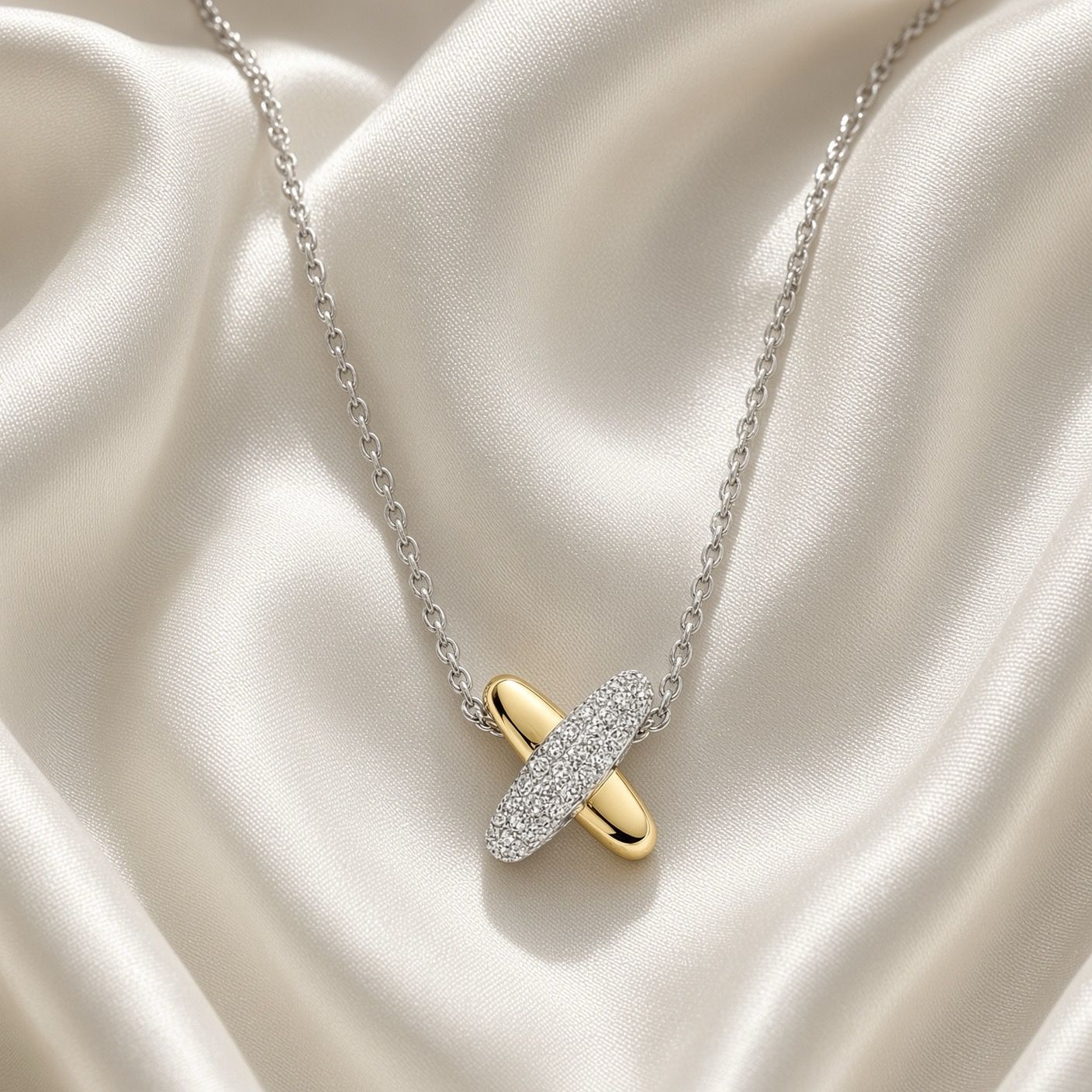 Pave Zirconia X Necklace